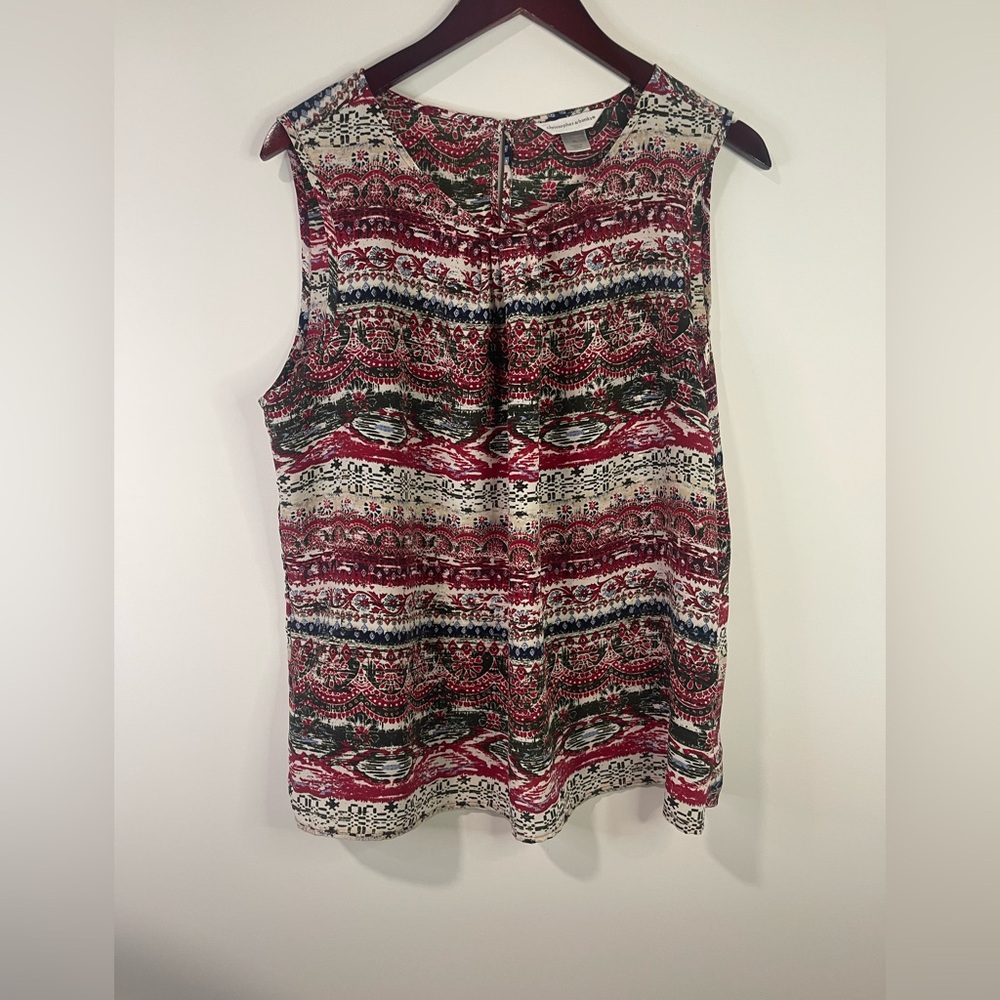 Christopher & Banks Red and Green Patterned sleevesless Blouse.‎